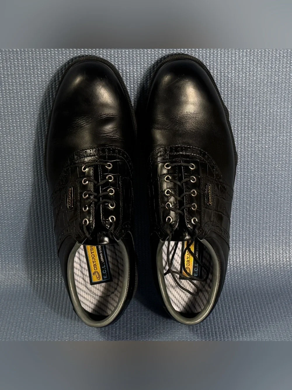 FootJoy Dryjoy Comfort Golf Oxford Black Leather Lace Up Shoes Men’s Size 9 Wide